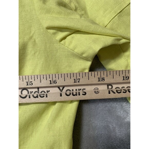 Jamie Sadock Womens Shirt Small Yellow Golf Linen Blend Button Up Collar Pockets - Picture 10 of 11